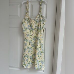 Zara Floral Mini Dress - Cream, Blue, Green